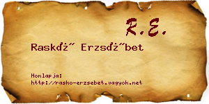 Raskó Erzsébet névjegykártya